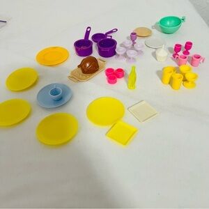 Barbie Vintage Food Grocery Plates Cups Food Lot Dining Turkey Kitchen Dollhouse